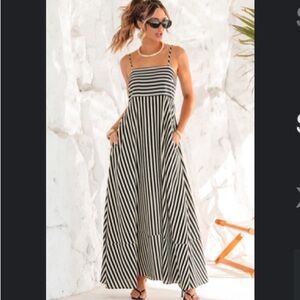 BNWT Cupshe Black and White Striped Maxi Dress